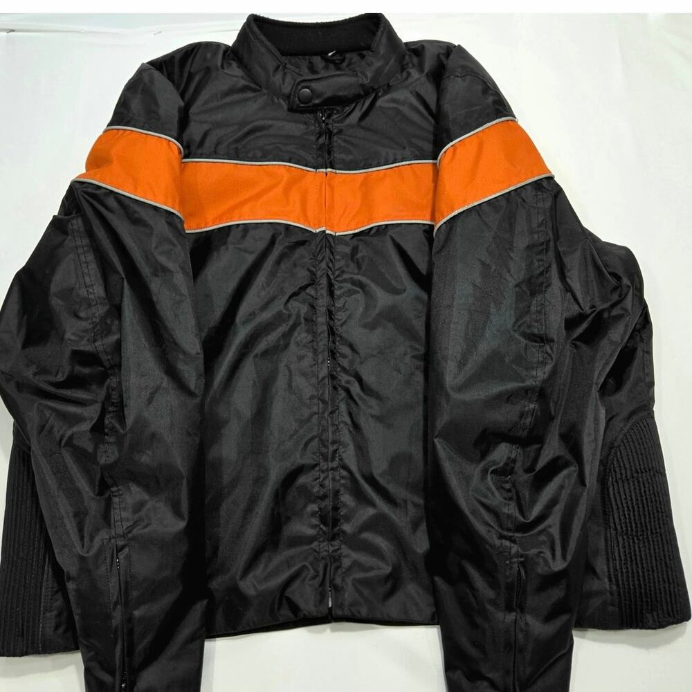 Leather Gallery Motorcycle Jacket Black Orange Thinsulate Lined Men 3XL